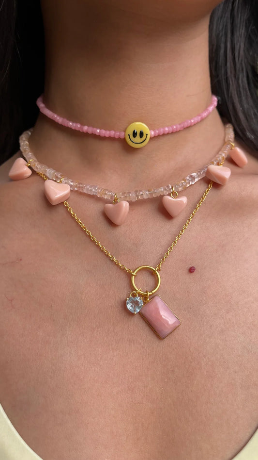 Pink Bow Pearl Choker